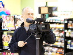 Video shoot in supermarket