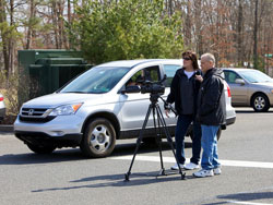 Two people at video shoot